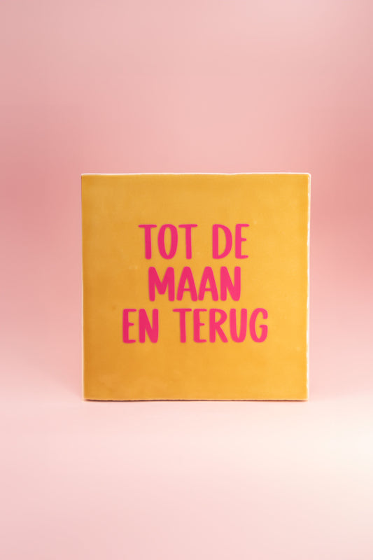 Tot de maan en terug - tegeltje 10x10